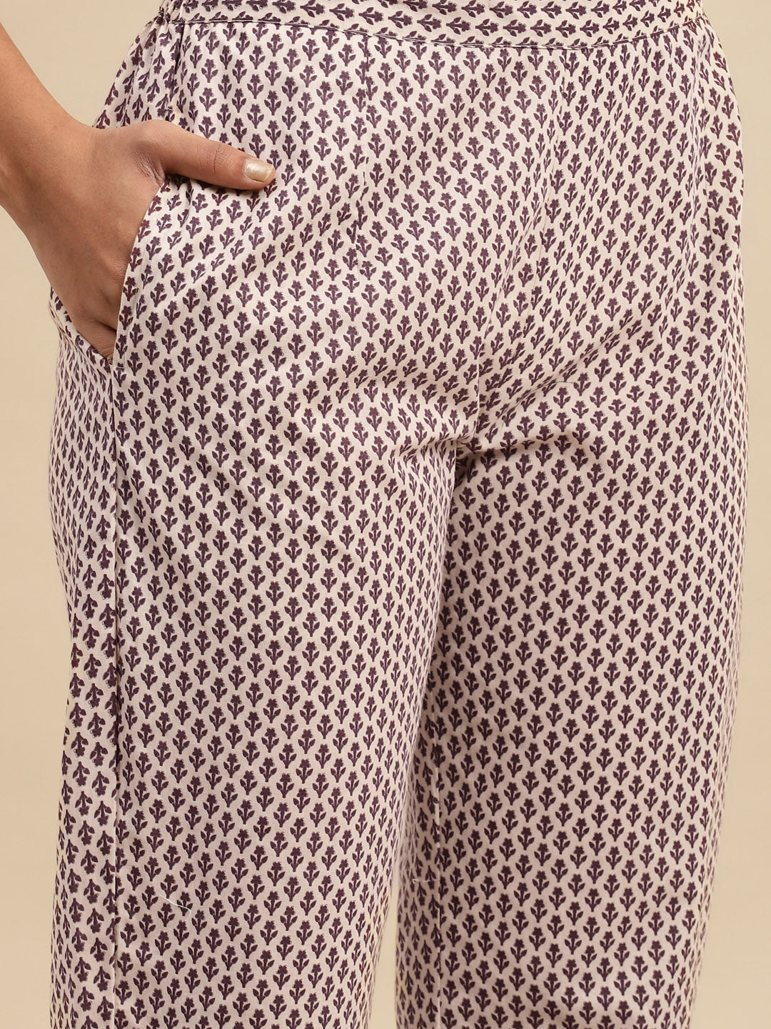 Women's Charcoal Floral Print Pure Cotton Straight Kurta & Trousers With Dupatta Set
