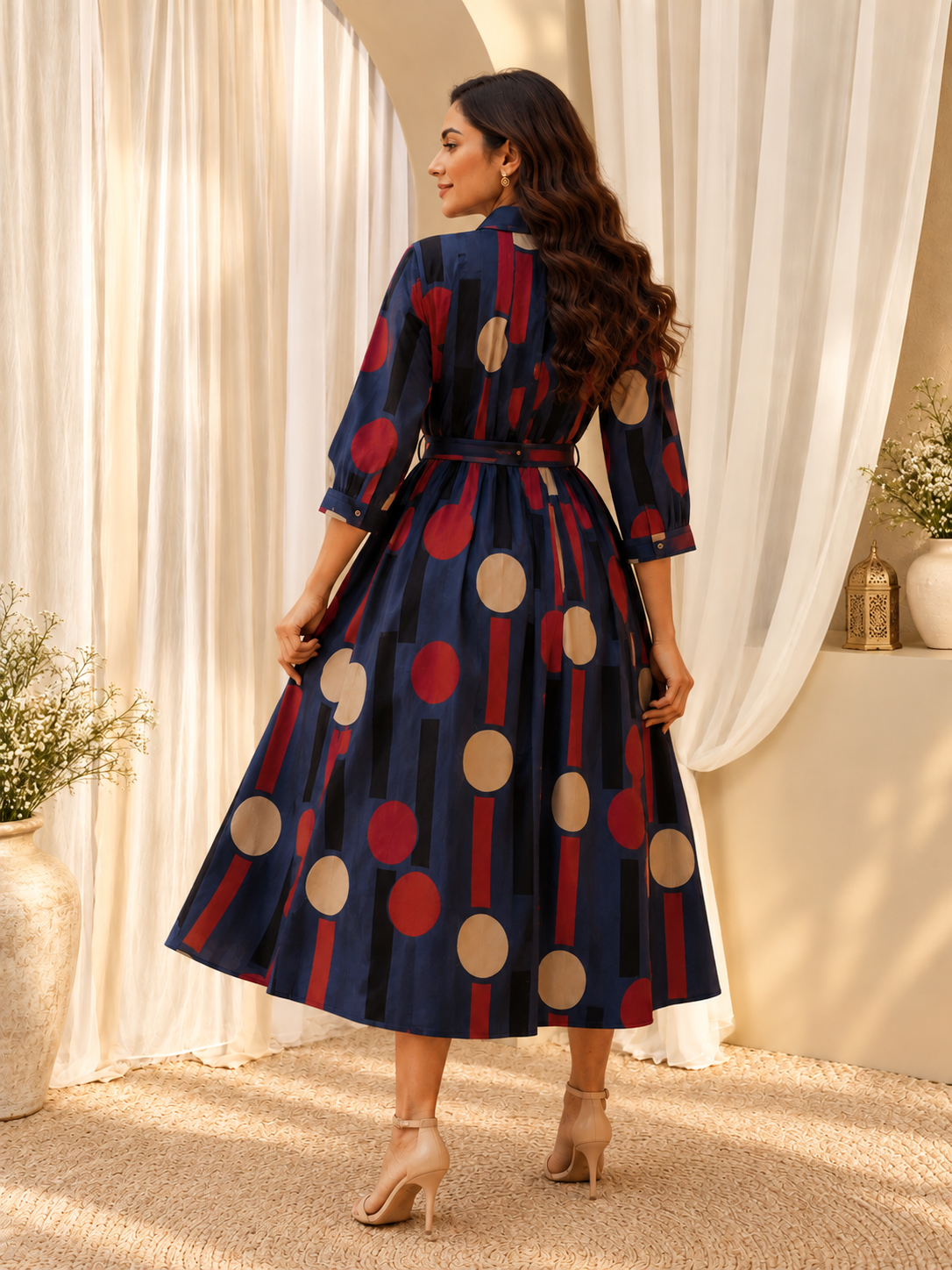 Women's Blue Abstract Printed Dress