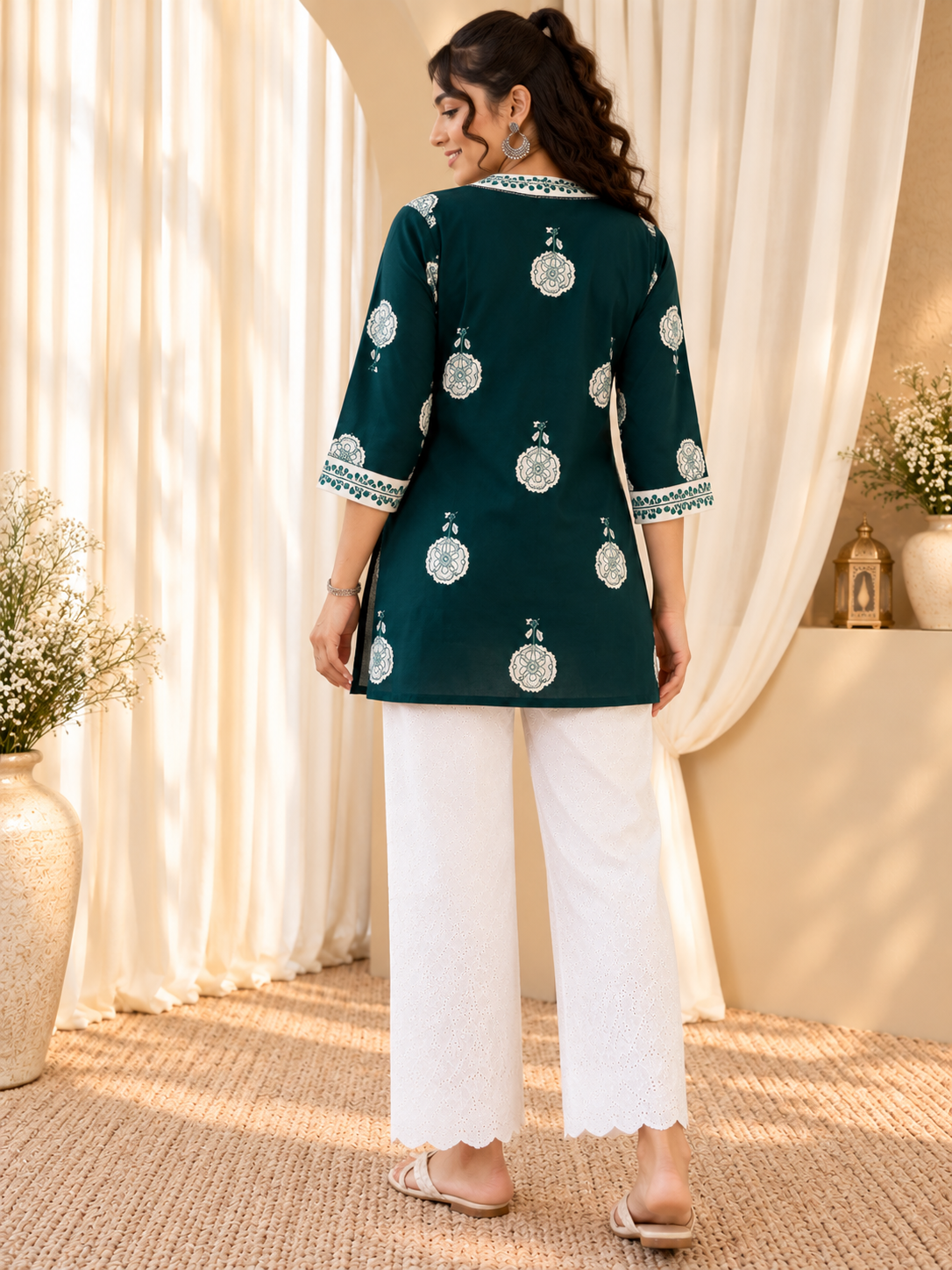 Women's Teal Floral Print Co-Ord Set