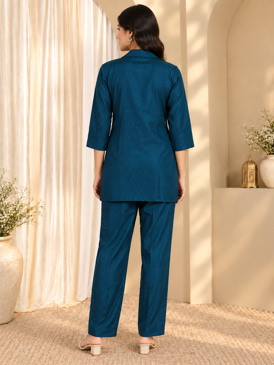Women's Navy Blue Embroidered Co-ord set