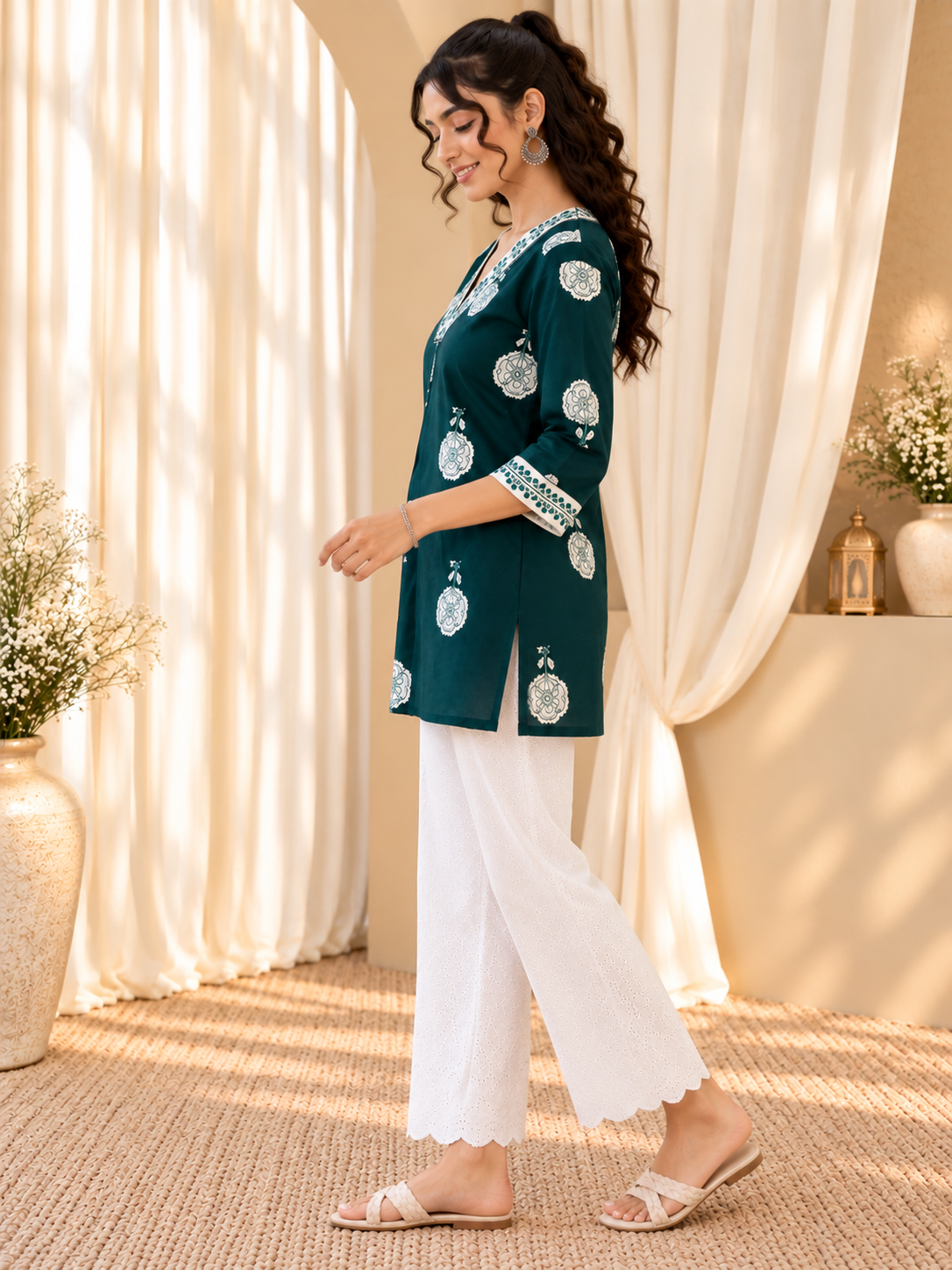 Women's Teal Floral Print Co-Ord Set