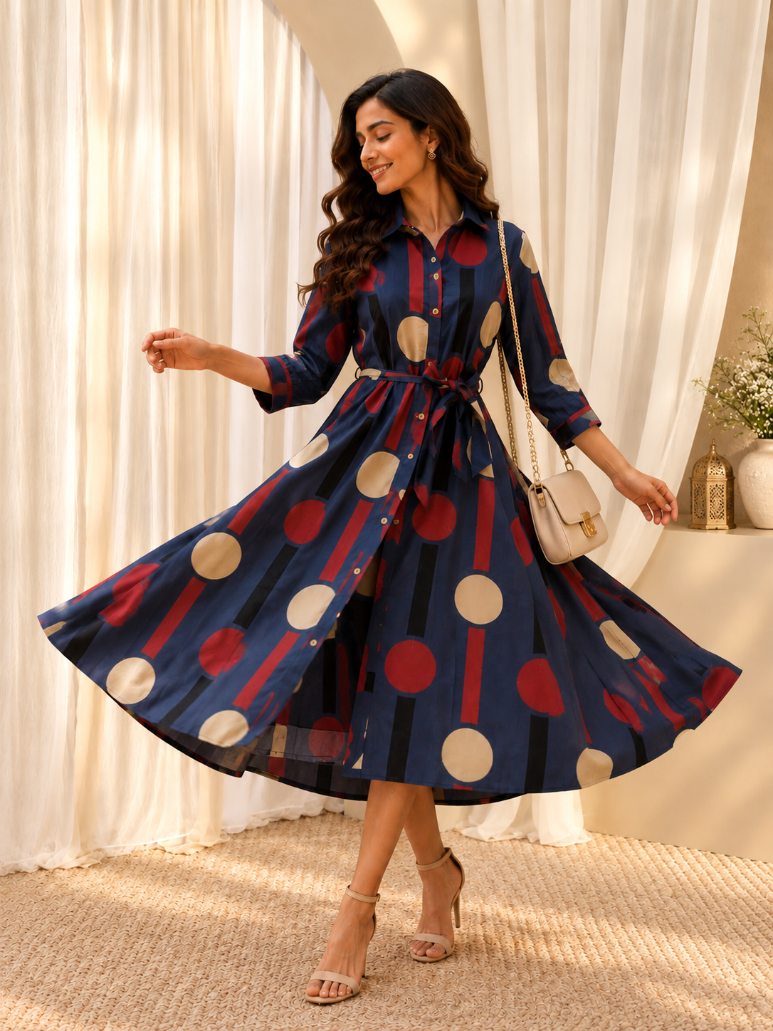 Women's Blue Abstract Printed Dress