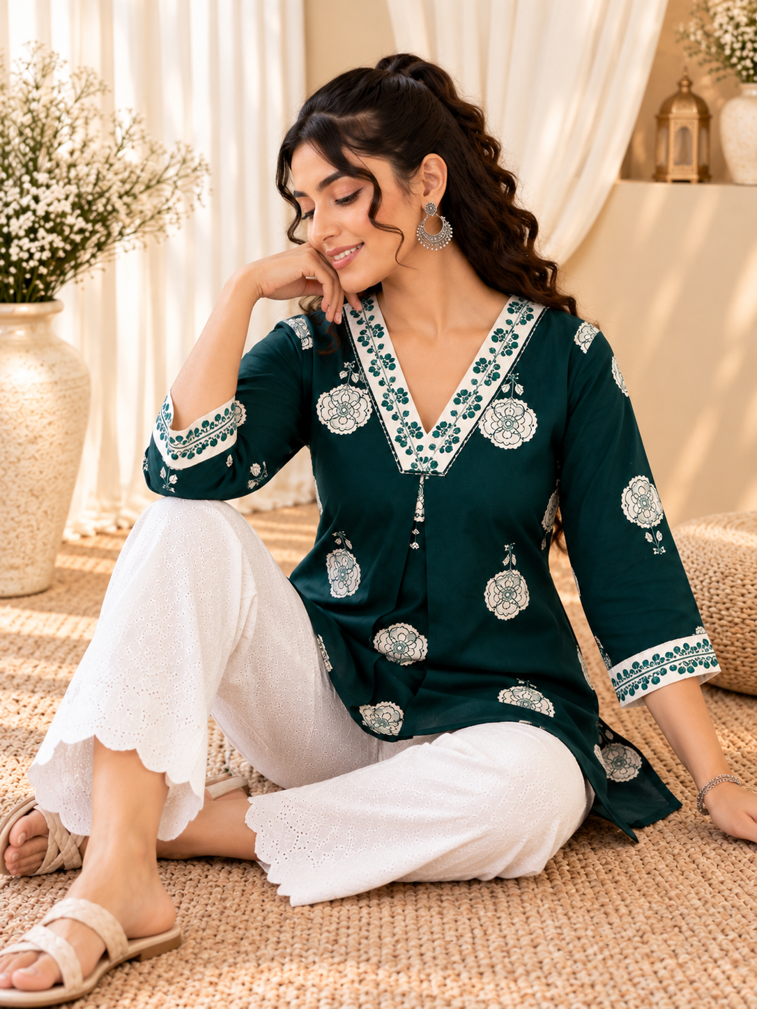 Women's Teal Floral Print Co-Ord Set