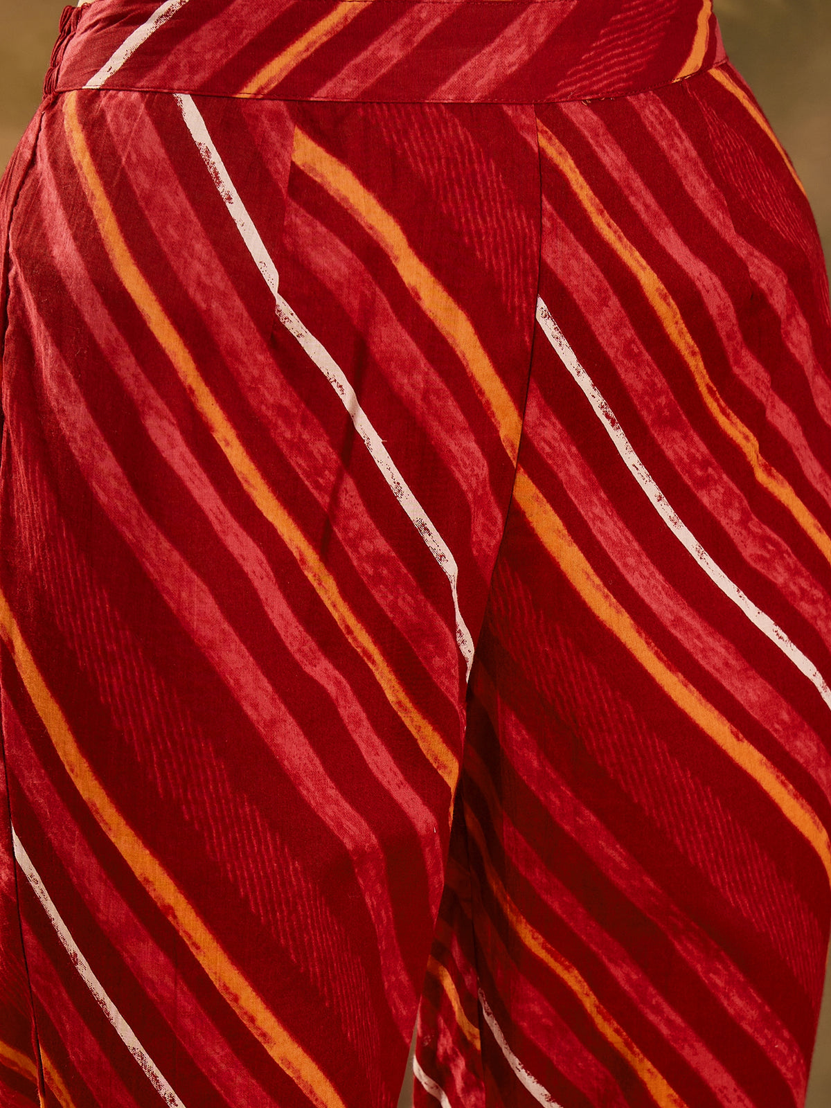 Women's Maroon Pure Cotton Round Neck Kurta & Pant With Dupatta Set