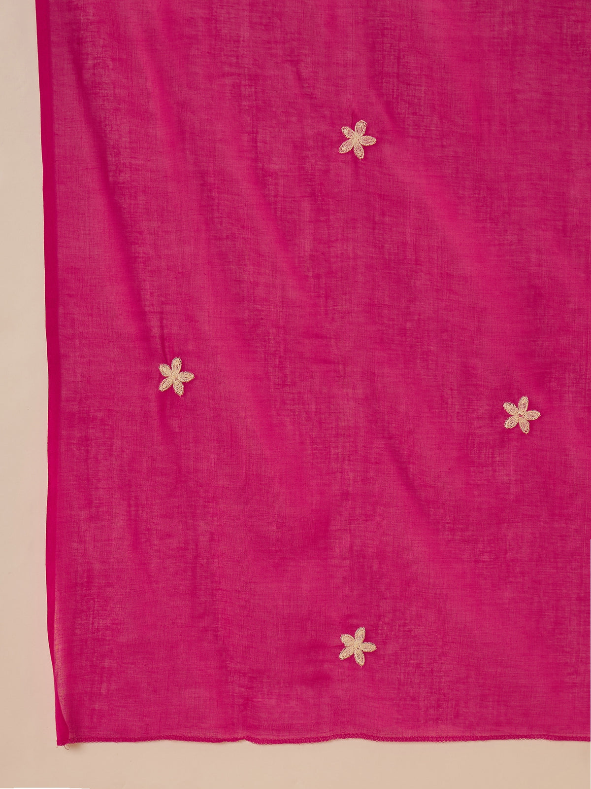 Women's Pink Thread Work Kurta with Trousers & Dupatta Set